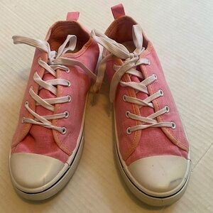 ARDENE, Pink Lace up Fabric Sneakers Size 8